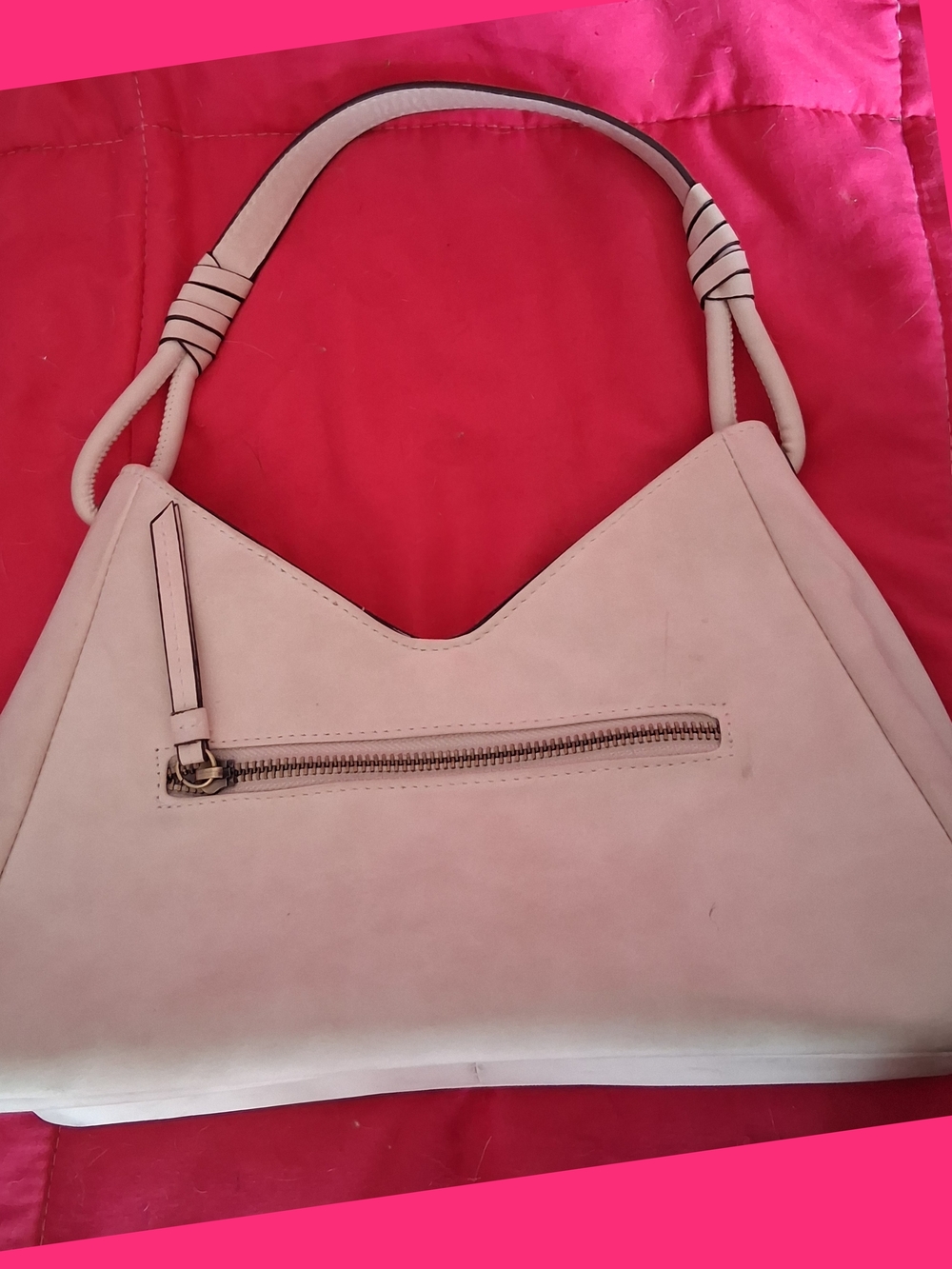 Classic Cream Shoulder Bag with Front Zip